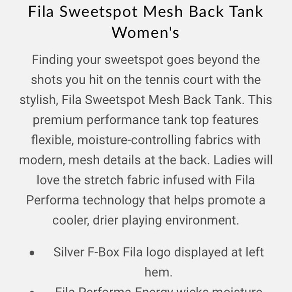 NWOT Fila Sweetspot Mesh Back Tennis Tank Pink S - Picture 12 of 14